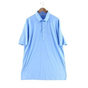Collars & Co Mens 2XL Tall Dress Collar Polo Shirt Light Blue Short Sleeve
